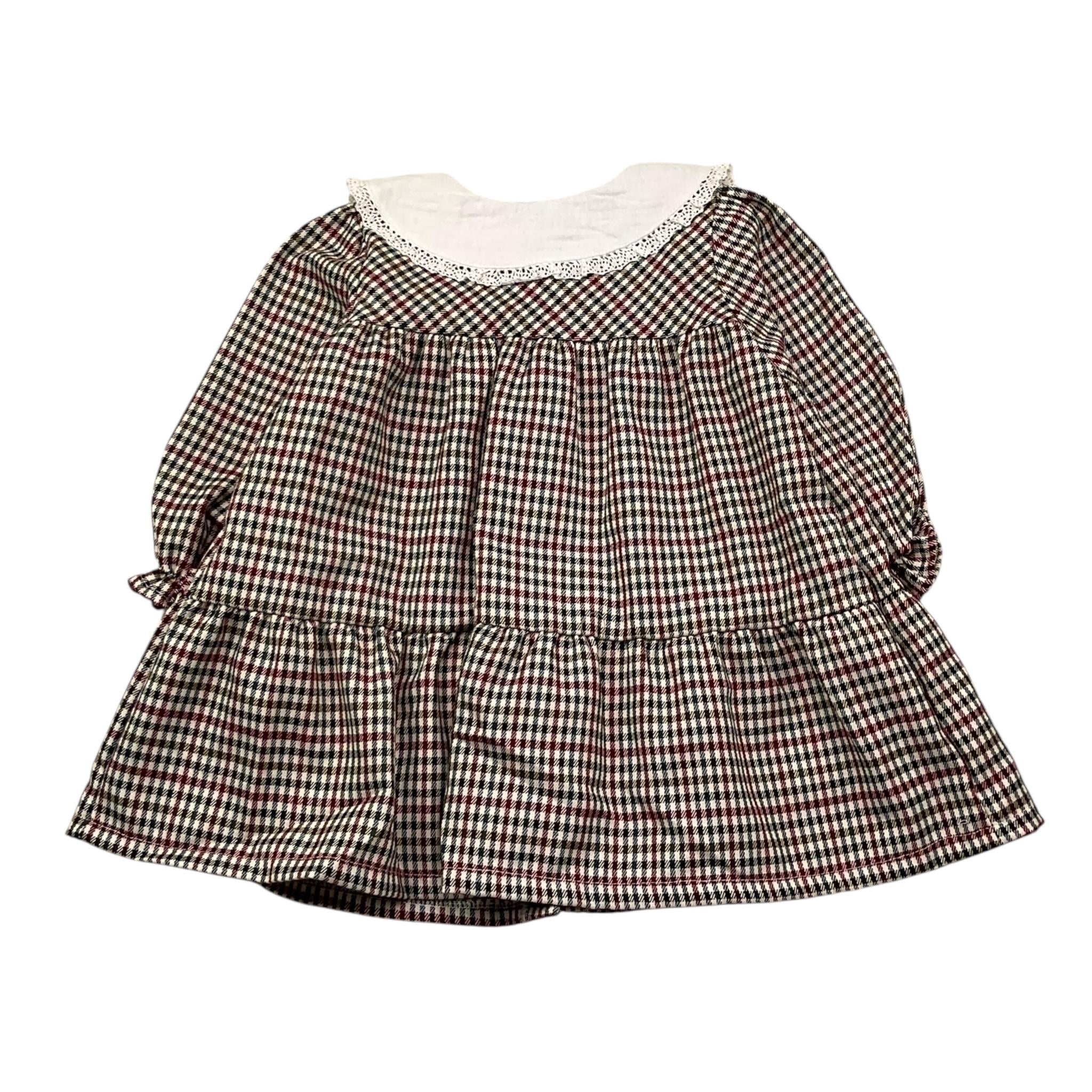 BABIDU abito tinta unita con fantasia a quadri e colletto Bianco per Bambina 90660 BIANCO BABIDU 