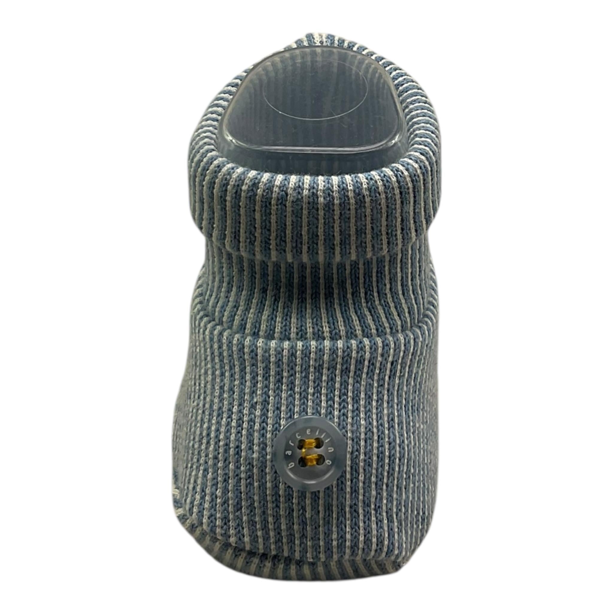 Barcellino Babbucce Tinta Unita con Fantasia A Righe per Neonato BO220024 AZZURRO BARCELLINO 