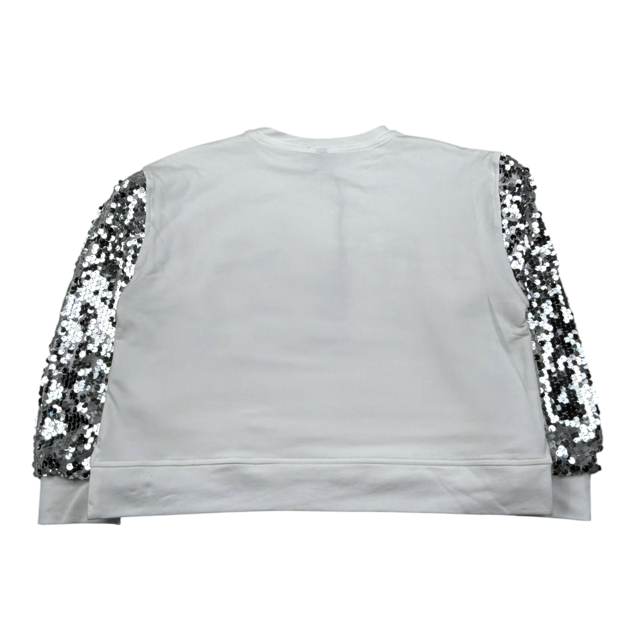 Dixie Felpa Chiusa Girocollo Tinta Unita con Maniche Paillettate per Bambina LB09042G74 BIANCO DIXIE 