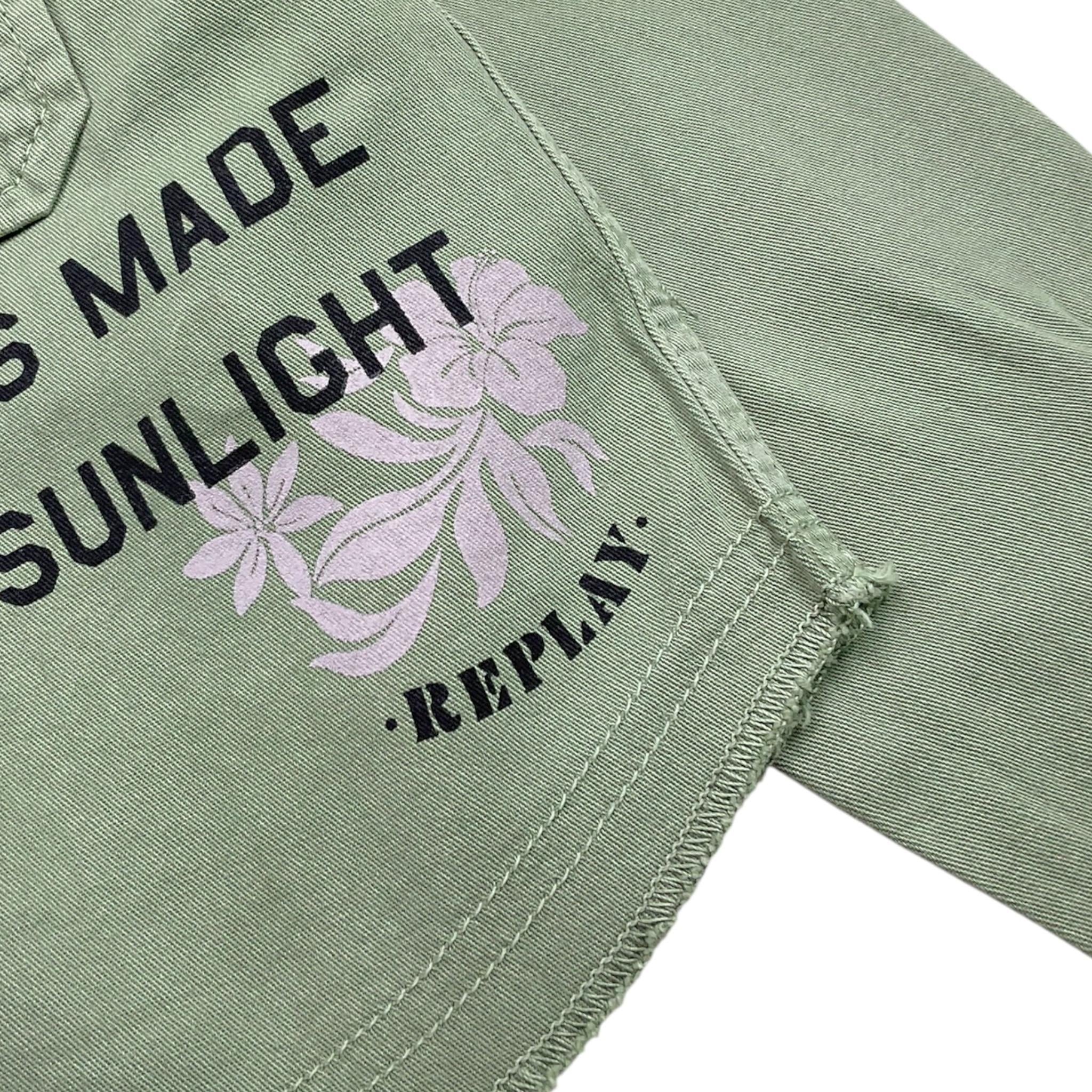 Replay Camicia Tinta Unita con Stampa per Bambina SG8301 VERDE REPLAY 