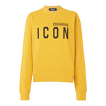 Dsquared2 Felpa Chiusa Girocollo Tinta Unita con Logo per Bambino DQ2667 SENAPE DSQUARED2 