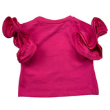 M+E' T-Shirt Tinta Unita Girocollo con Maniche Rouches Fuxia per Neonata