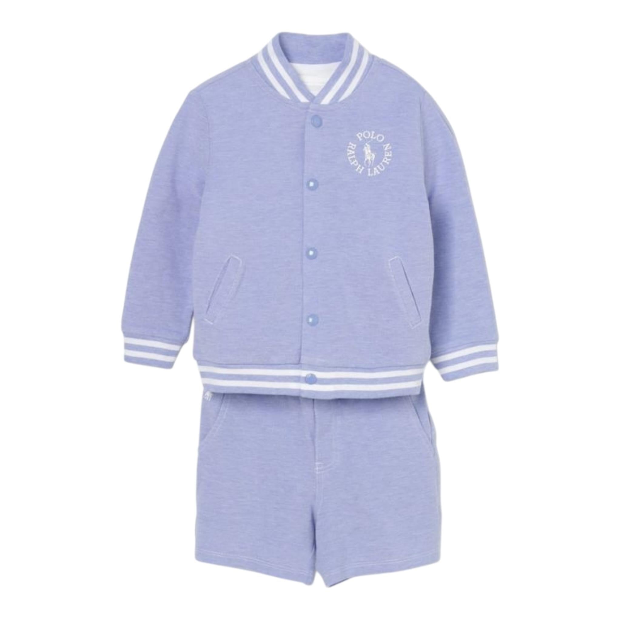 Ralph Lauren Completo 2 Pezzi Bermuda-Felpa Tinta Unita per Neonato 320966894001 AZZURRO RALPH LAUREN 