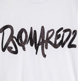 Dsquared2 T-Shirt Girocollo Tinta Unita con Stampa per Bambina DQ2714 BIANCO DSQUARED2 