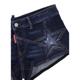Dsquared2 Short In Denim Tinta Unita con Tasche per Bambina DQ2837 BLU DSQUARED2 