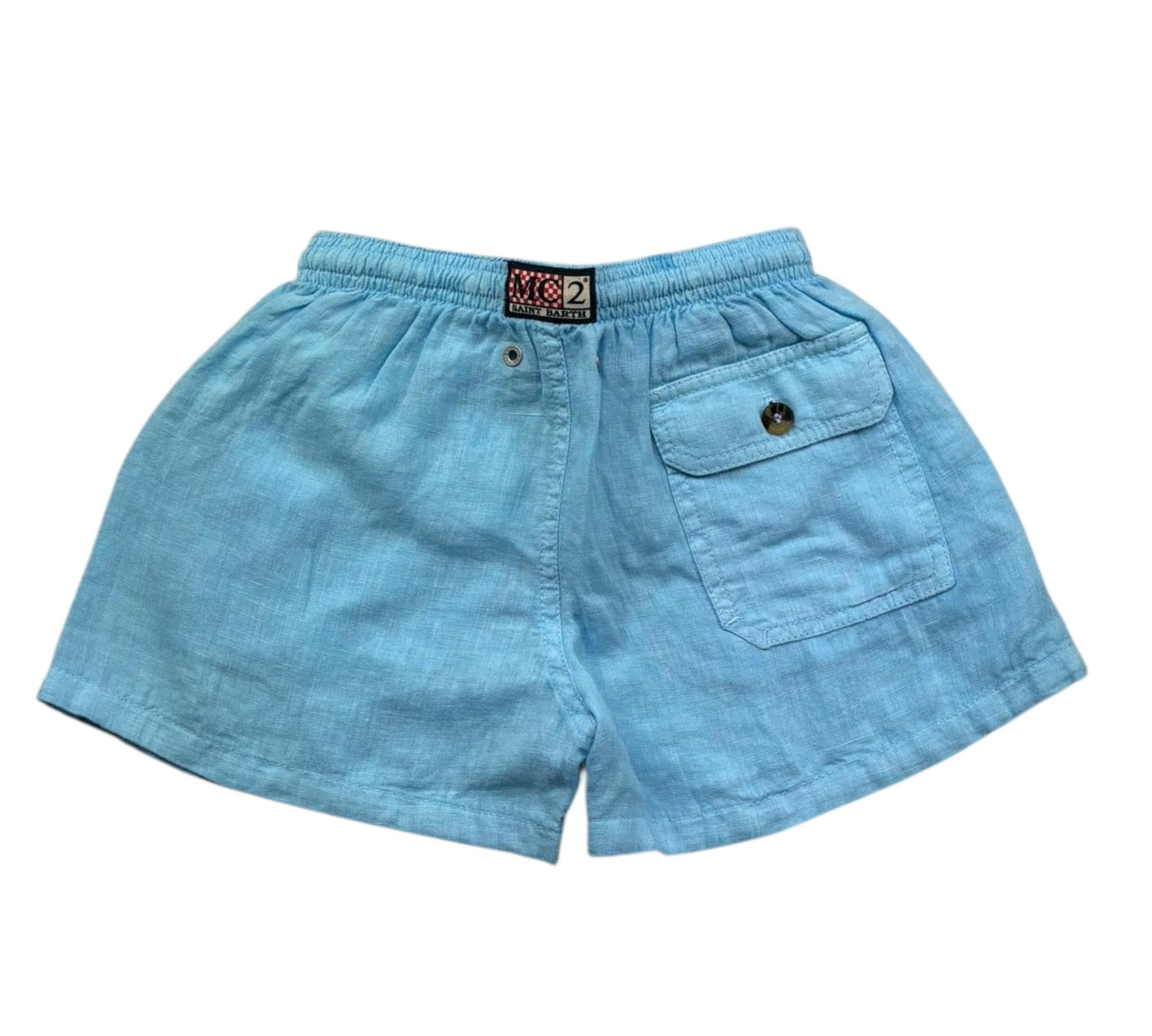 Saint Barth costume Tinta Unita con Elastico In Vita per Bambino JEAN AZZURRO SAINT BARTH 