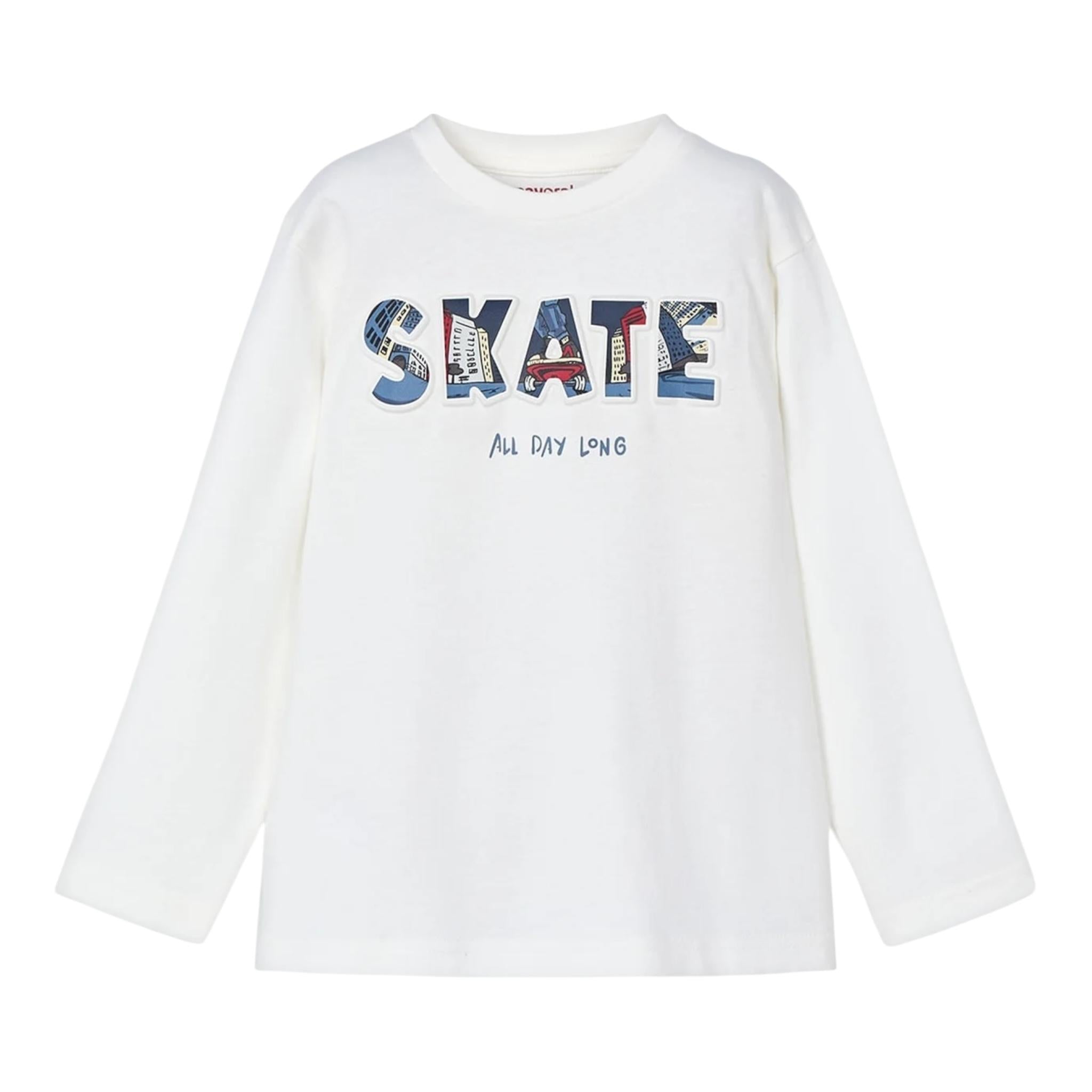 MAYORAL shirt girocollo tinta unita con stampa in contrasto Bianco per Bambino 4050 BIANCO MAYORAL 
