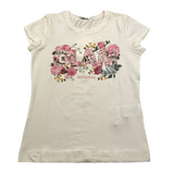 MONNALISA t-shirt girocollo tinta unita con stampa floreale Panna per Bambina 114602SD PANNA MONNALISA 
