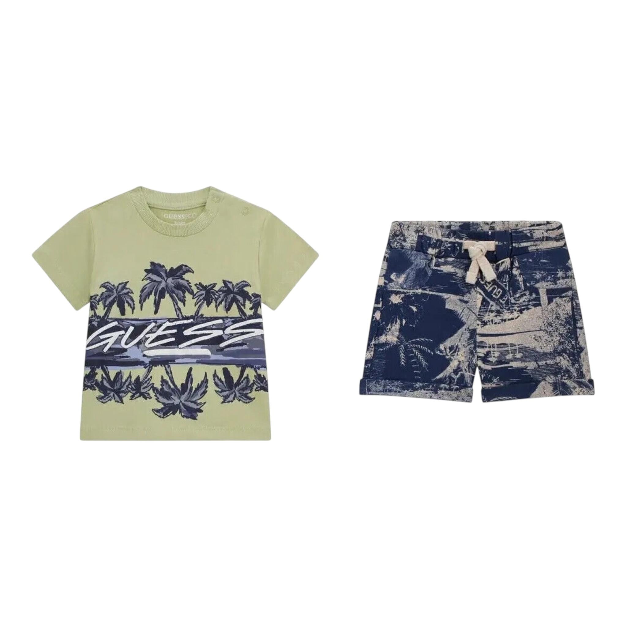 Guess Completo Tinta Unita 2 Pezzi T-Shirts-Bermuda per Neonato I4GG07K8HM3 VERDE GUESS 