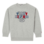 TOMMY HILFIGER felpa girocollo tinta unita con stampa Grigio per Bambino KB0KB090599 GRIGIO TOMMY HILFIGER 