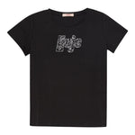 Liu Jo T-Shirt Girocollo Tinta Unita con Brillantini per Bambina GA5019X NERO LIU JO 