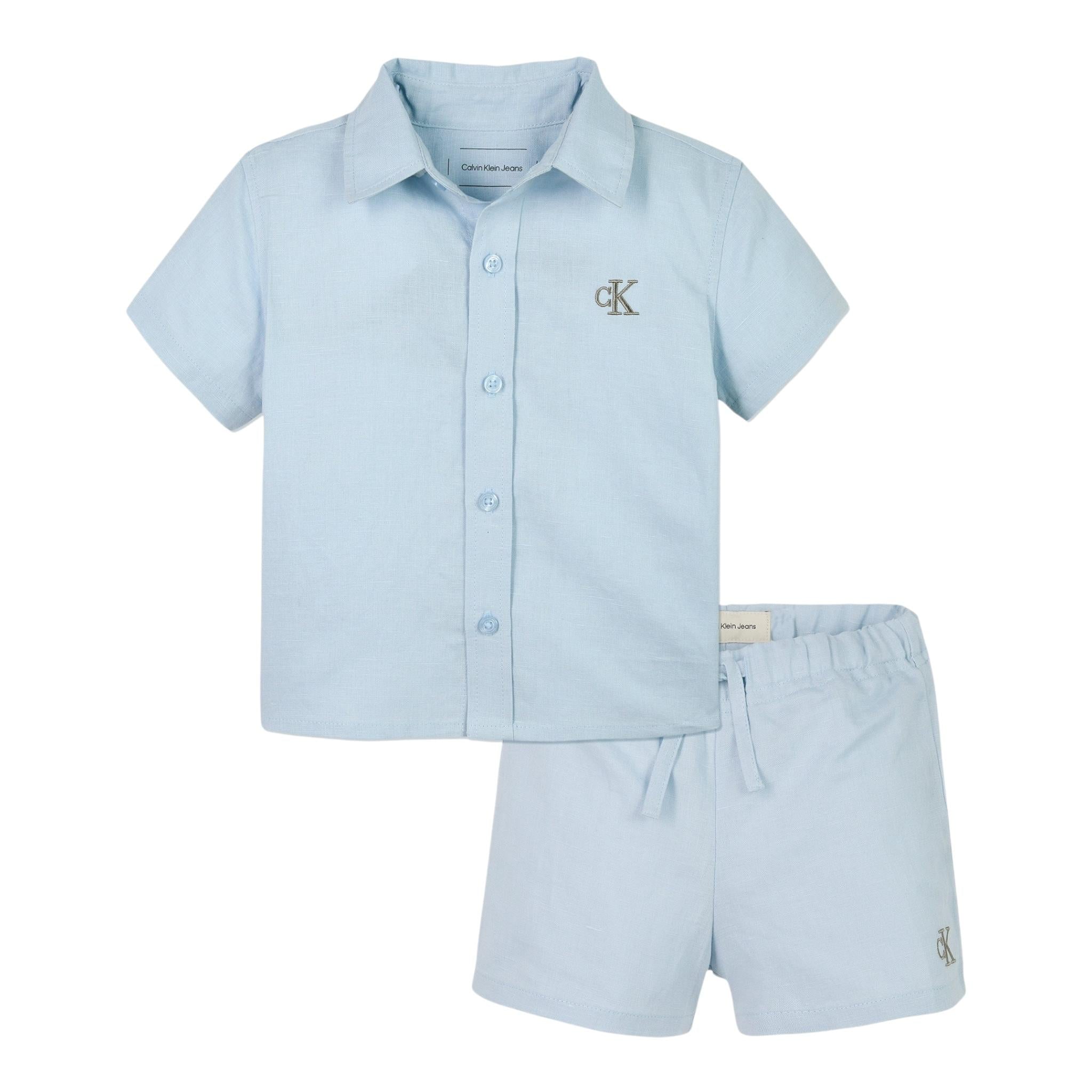 Calvin Klein Completo 2 Pezzi Bermuda-Camicia Tinta Unita per Neonato IN0IN03008 AZZURRO CALVIN KLEIN 