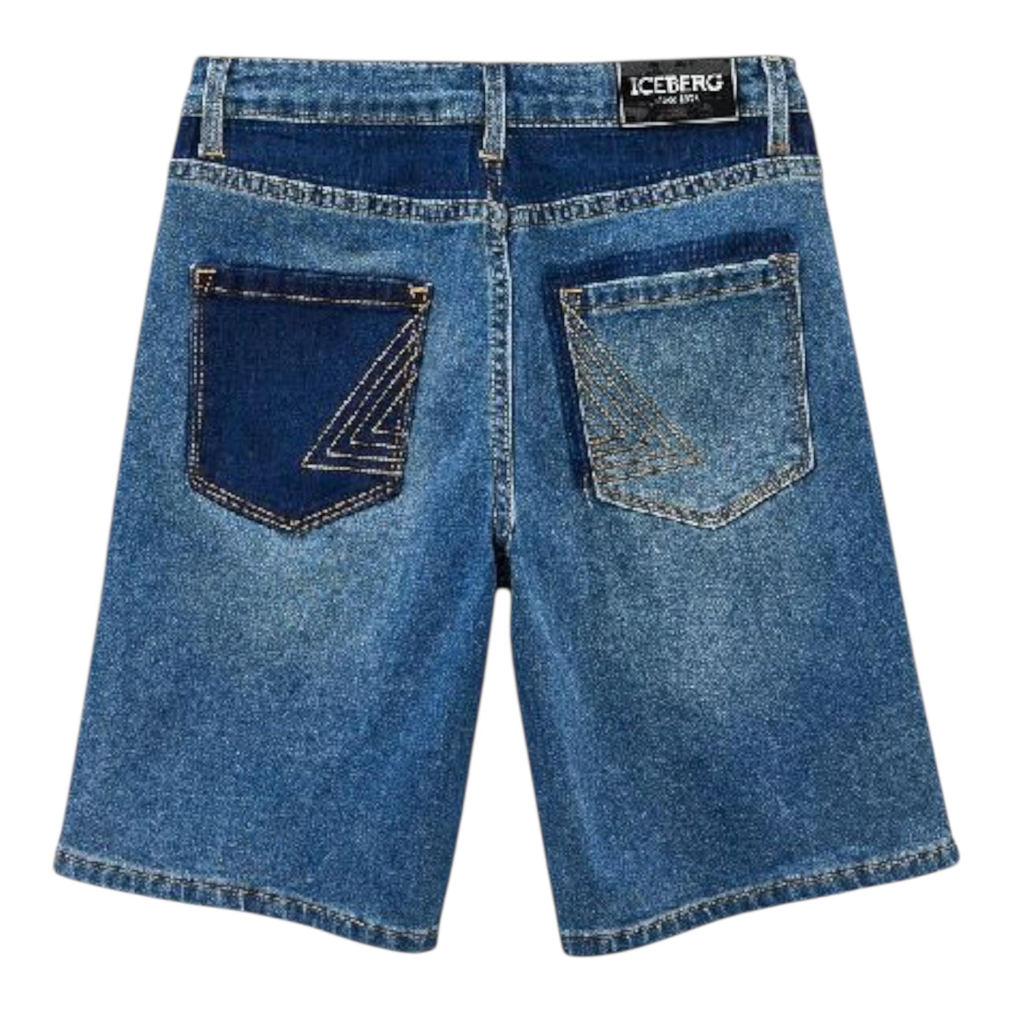 Iceberg Bermuda In Denim tinta unita Blu per Bambino MBICE4102J BLU ICEBERG 