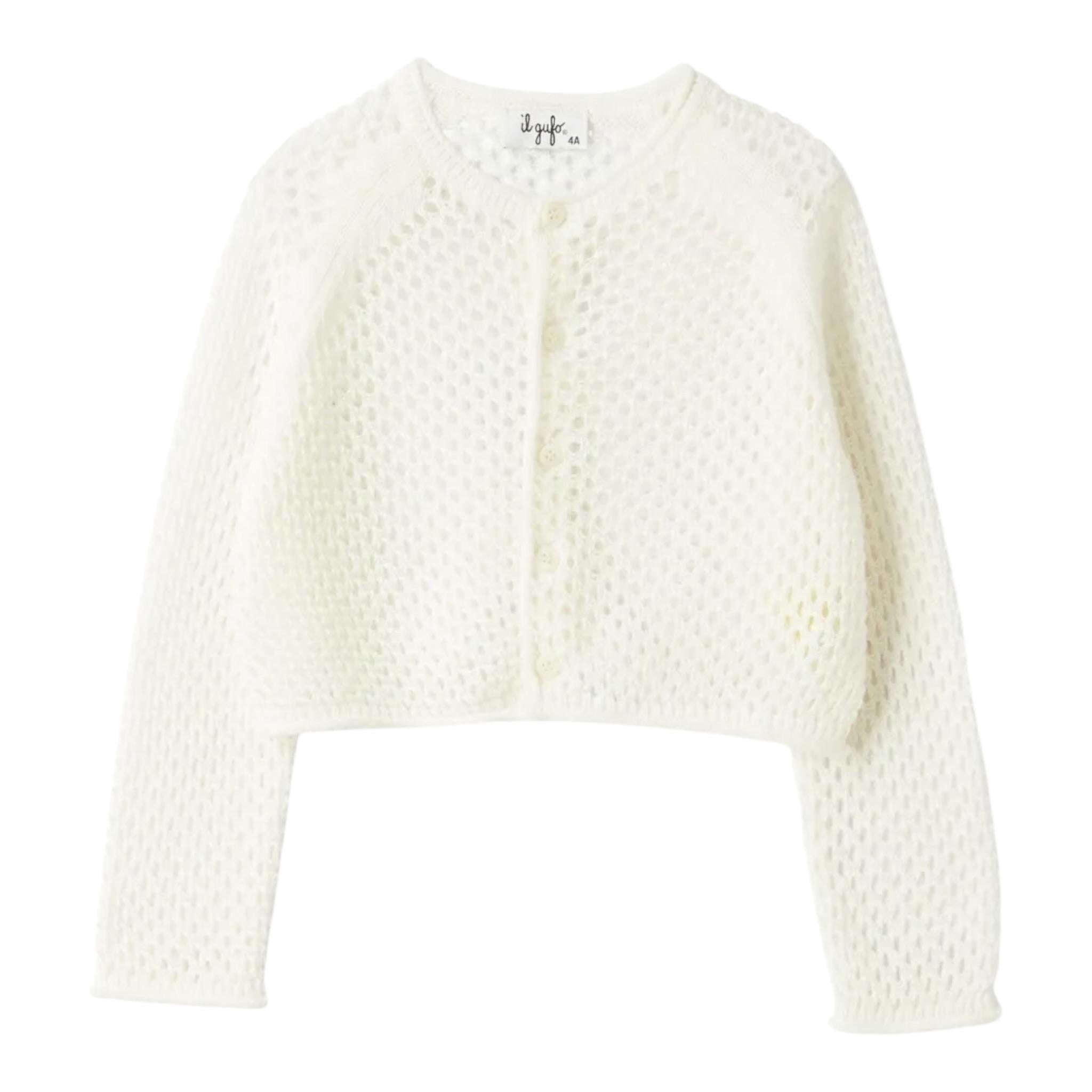 Il Gufo Cardigan Tinta Unita Traforato per Bambina P25GF440EM109X PANNA IL GUFO 