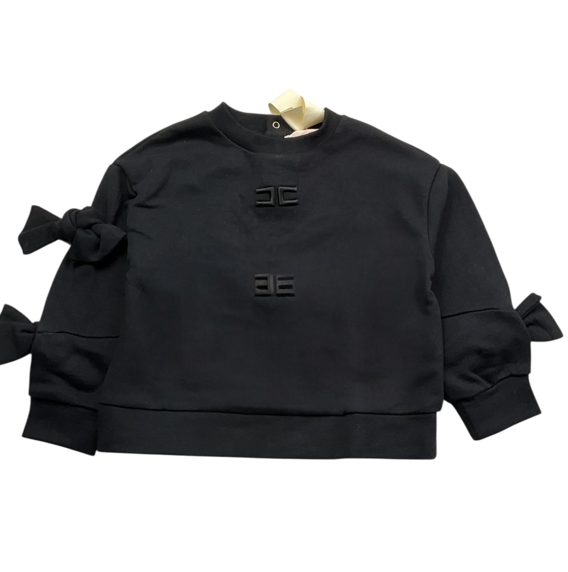 ELISABETTA FRANCHI felpa girocollo tinta unita con applicazioni fiocchi Nero per Neonata EGFE049N NERO ELISABETTA FRANCHI 