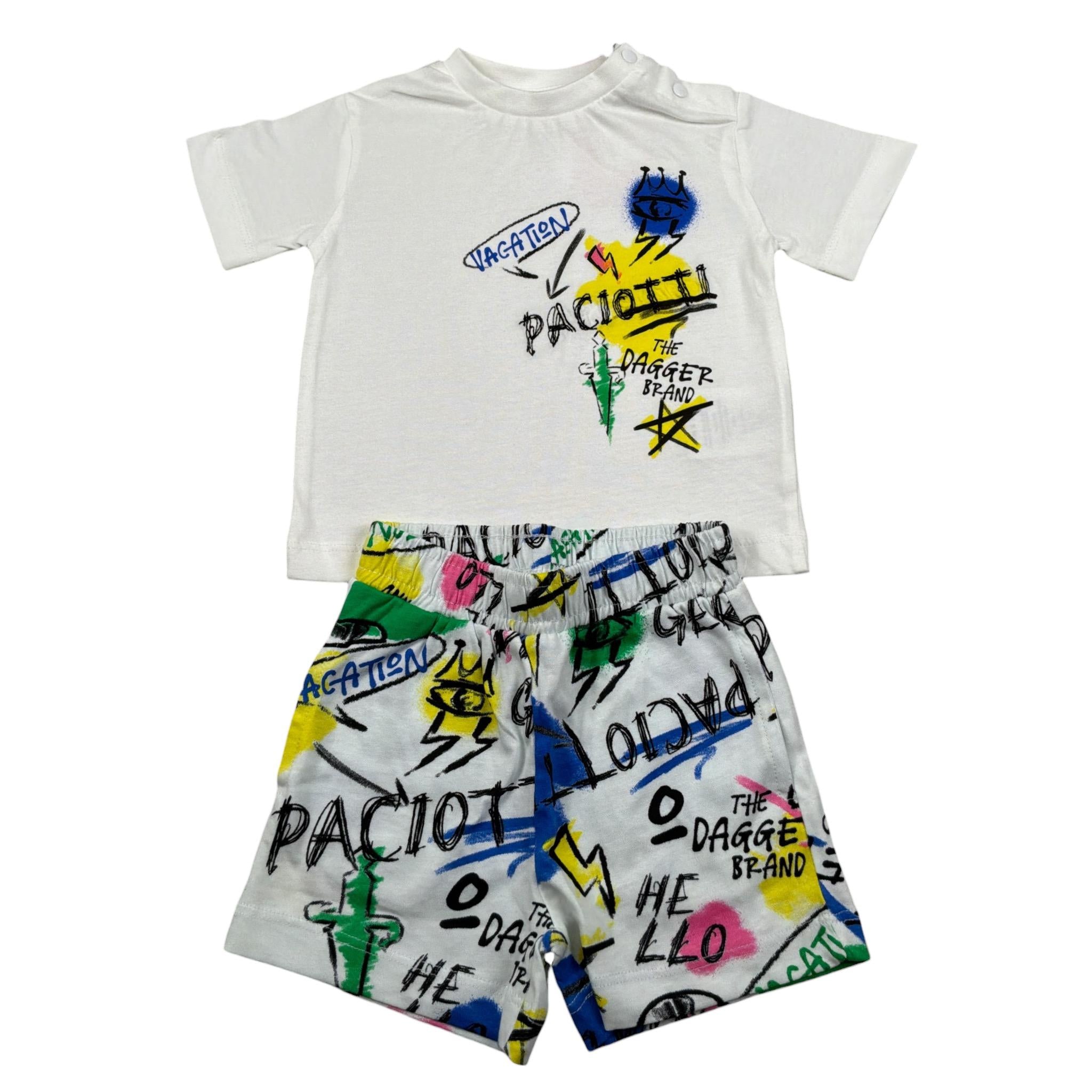 Cesare Paciotti Completo 2 Pezzi T-Shirt-Bermuda tinta unita con Stampa Bianco per Neonato COMP5124BXX BIANCO CESARE PACIOTTI 