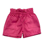 EMC short in ecopelle tinta unit con elastico in vita Rosa per Bambina BZ7108 ROSA EMC 