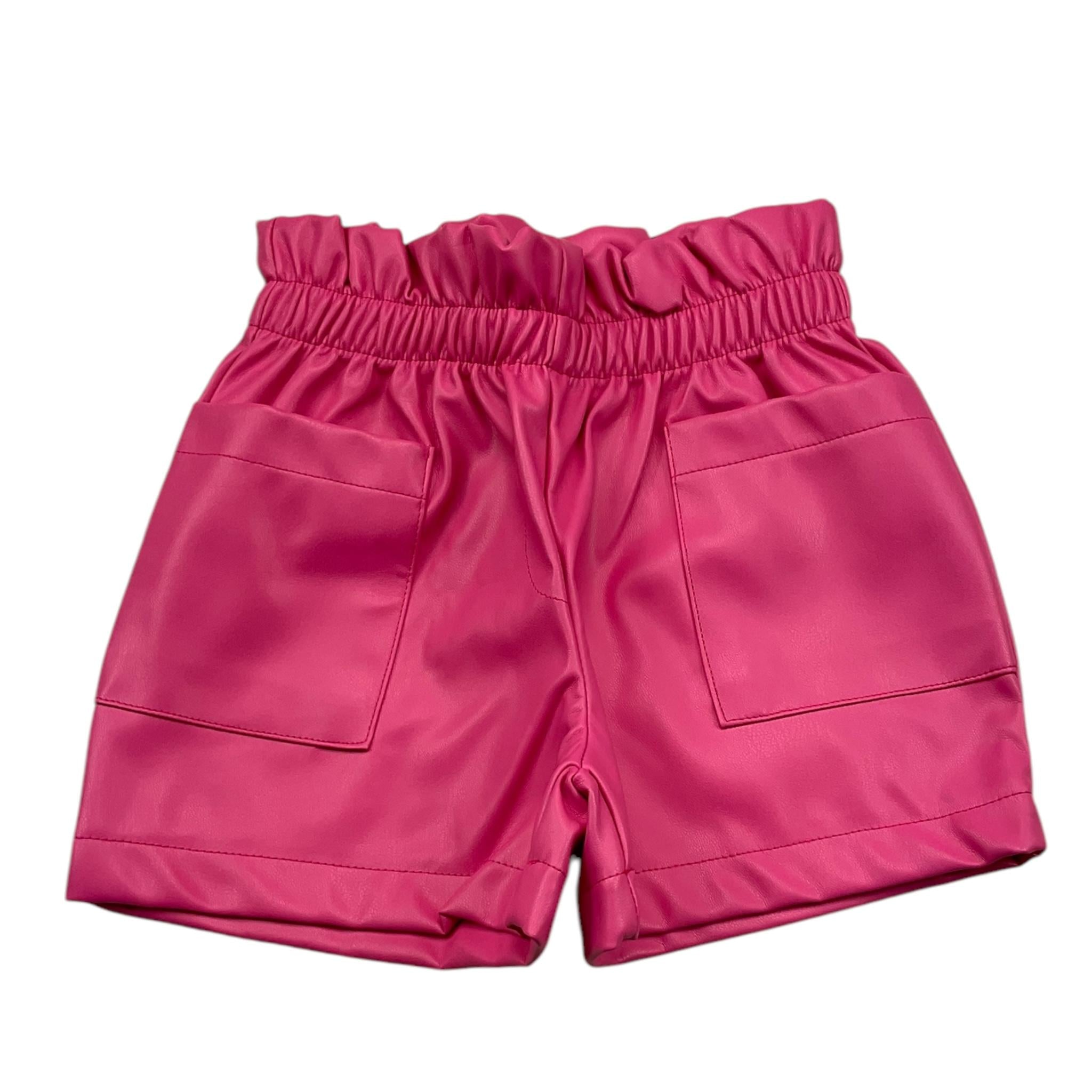 EMC short in ecopelle tinta unit con elastico in vita Rosa per Bambina BZ7108 ROSA EMC 