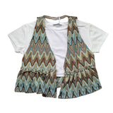 Lu Lu By Miss Grant T-Shirt Tinta Unita con Gilet Incorporato per Bambina LL3553 BIANCO LU LU BY MISS GRANT 