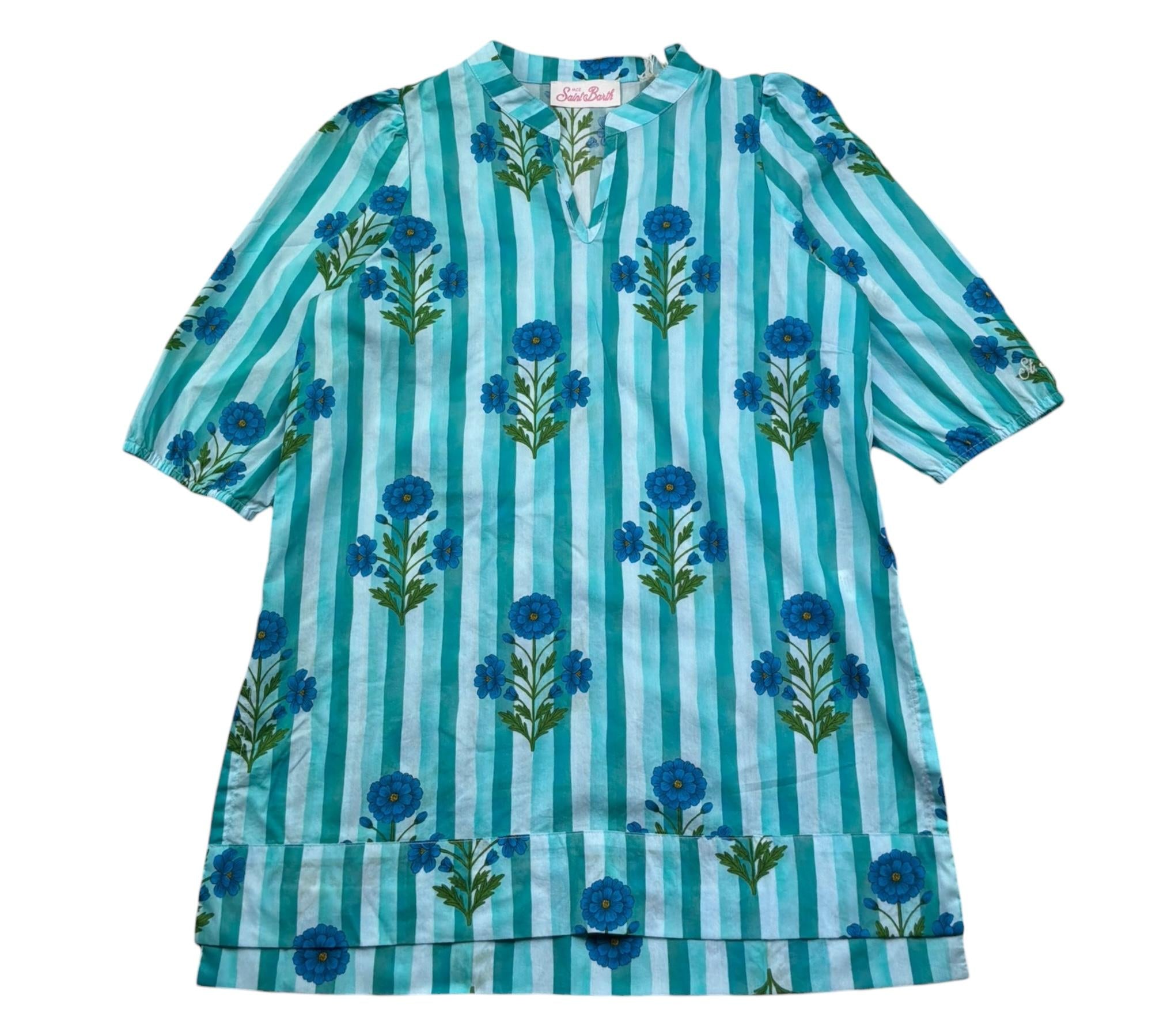 Saint Barth Abito Mezza Manica Stampa Fantasia Floreale per Bambina JUMEIRA VERDE SAINT BARTH 