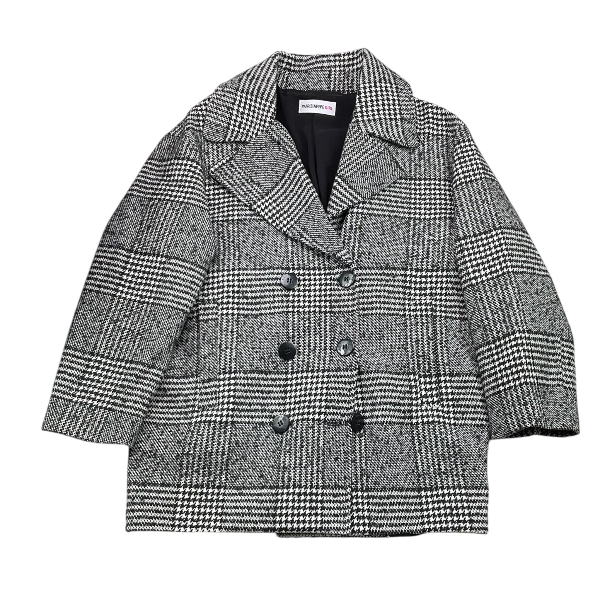 PATRIZIA PEPE cappotto bicolore doppiopetto con microfantasia Bianco/nero per Bambina 7O0029X BIANCO/NERO PATRIZIA PEPE 