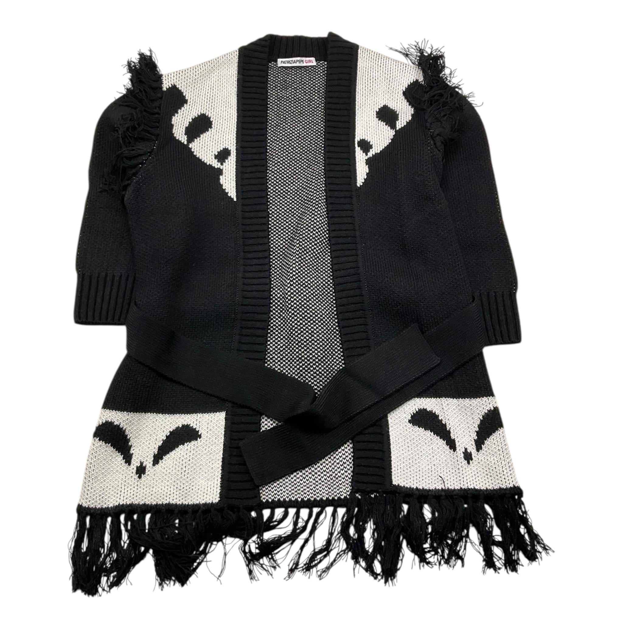 PATRIZIA PEPE cardigan tinta unita con frange Nero per Bambina 7K0045 NERO PATRIZIA PEPE 