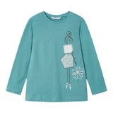 MAYORAL shirt girocollo tinta unita con stampa in contrasto Verde per Bambina 4073 VERDE MAYORAL 