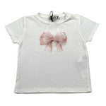 Please T-Shirt Girocollo Tinta Unita con Fiocco per Neonata MB07030G71 BIANCO PLEASE 