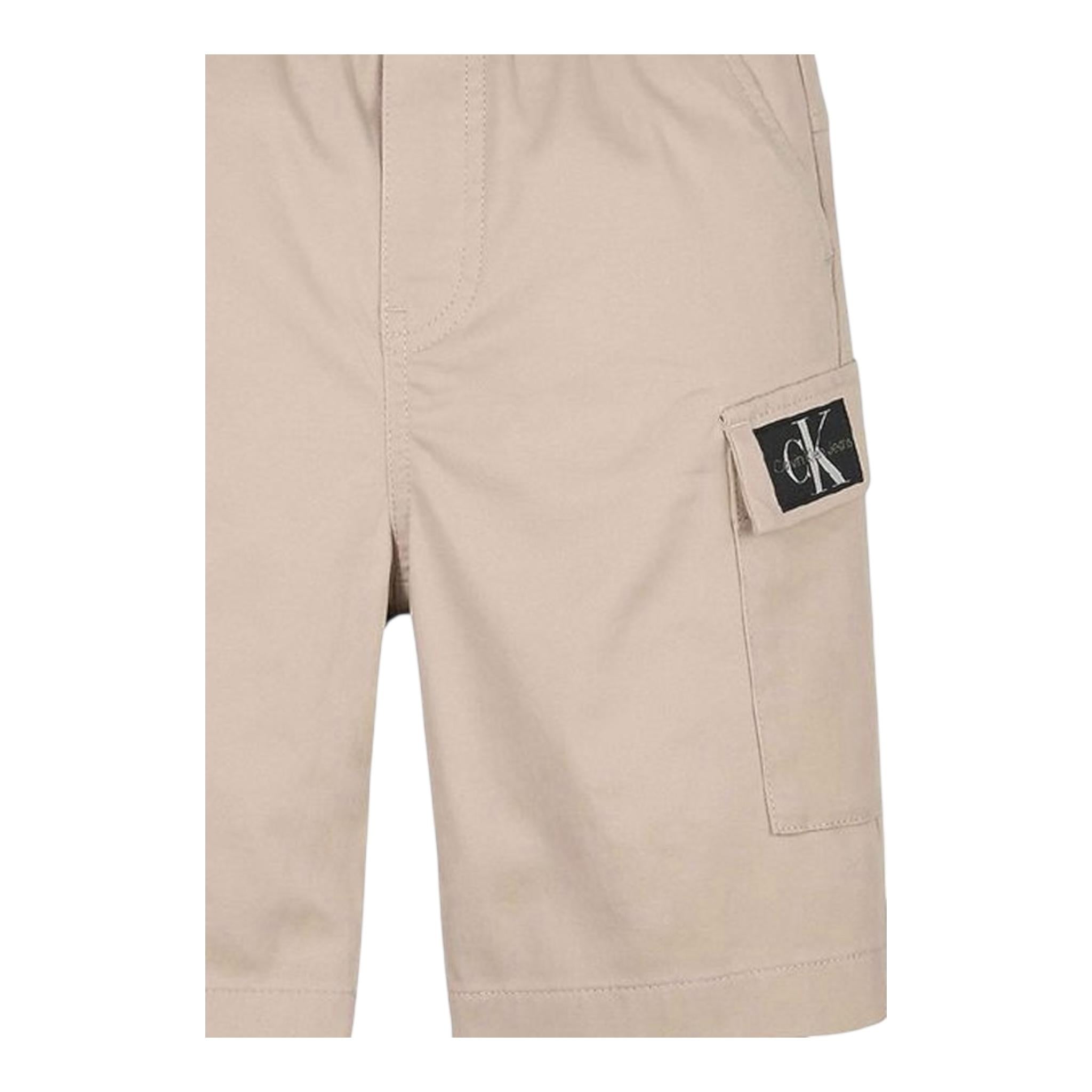 Calvin Klein Bermuda Tinta Unita con Elastico In Vita per Bambino IB0IB01608X BEIGE CALVIN KLEIN 