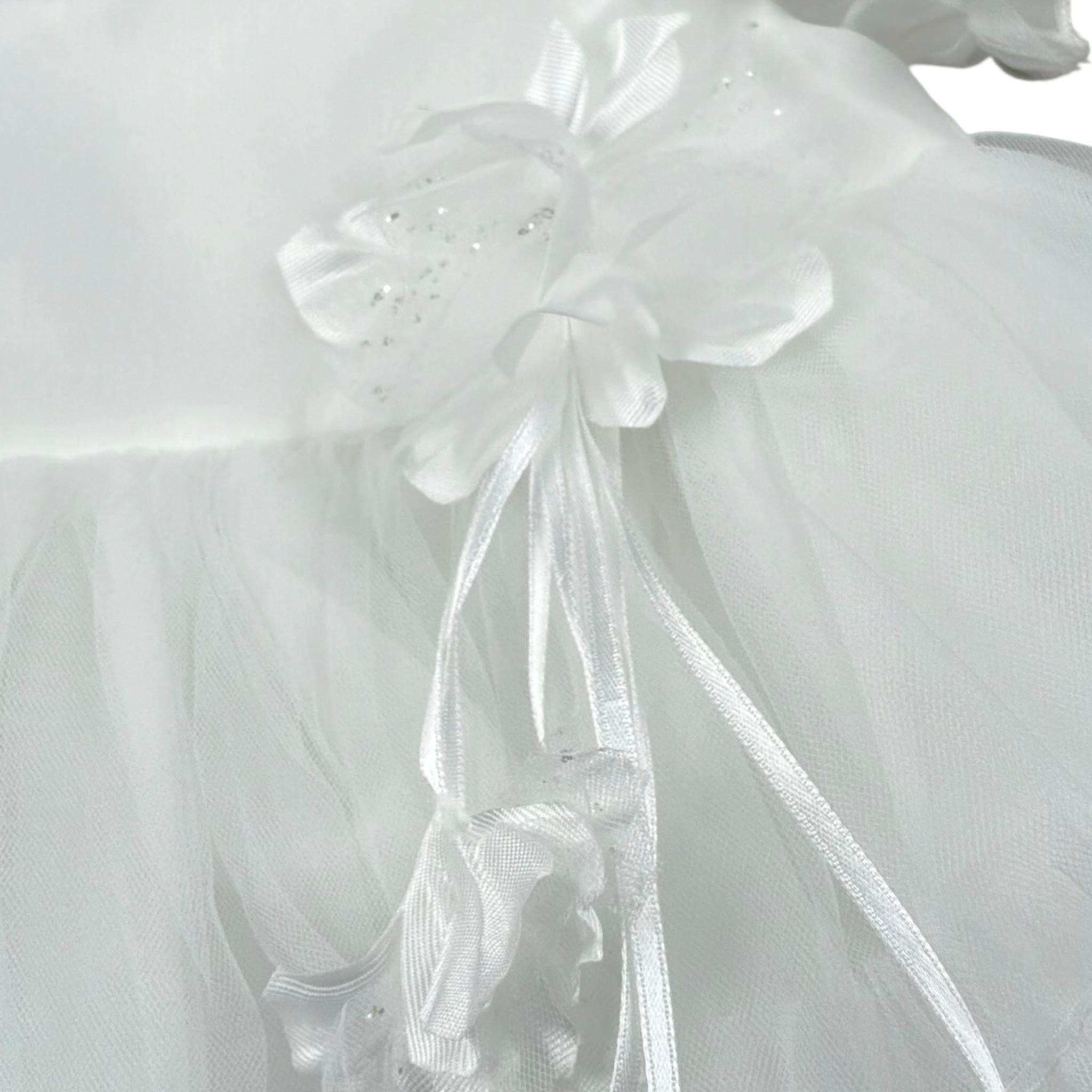 Bimbalo' Abito Cerimonia tinta unita con Tulle Bianco per Neonata 7637 BIANCO BIMBALO' 