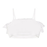 Twinset Top A Bretelline Tinta Unita Con Balze Bianco Per Bambina