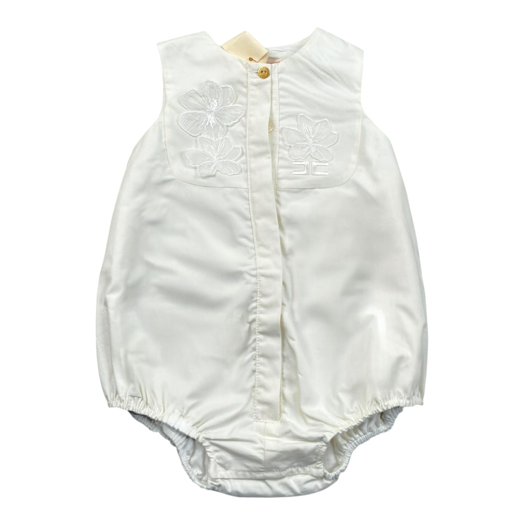 Elisabetta Franchi Pagliaccetto Tinta Unita Giromanica per Neonata ENPG050 BIANCO ELISABETTA FRANCHI 