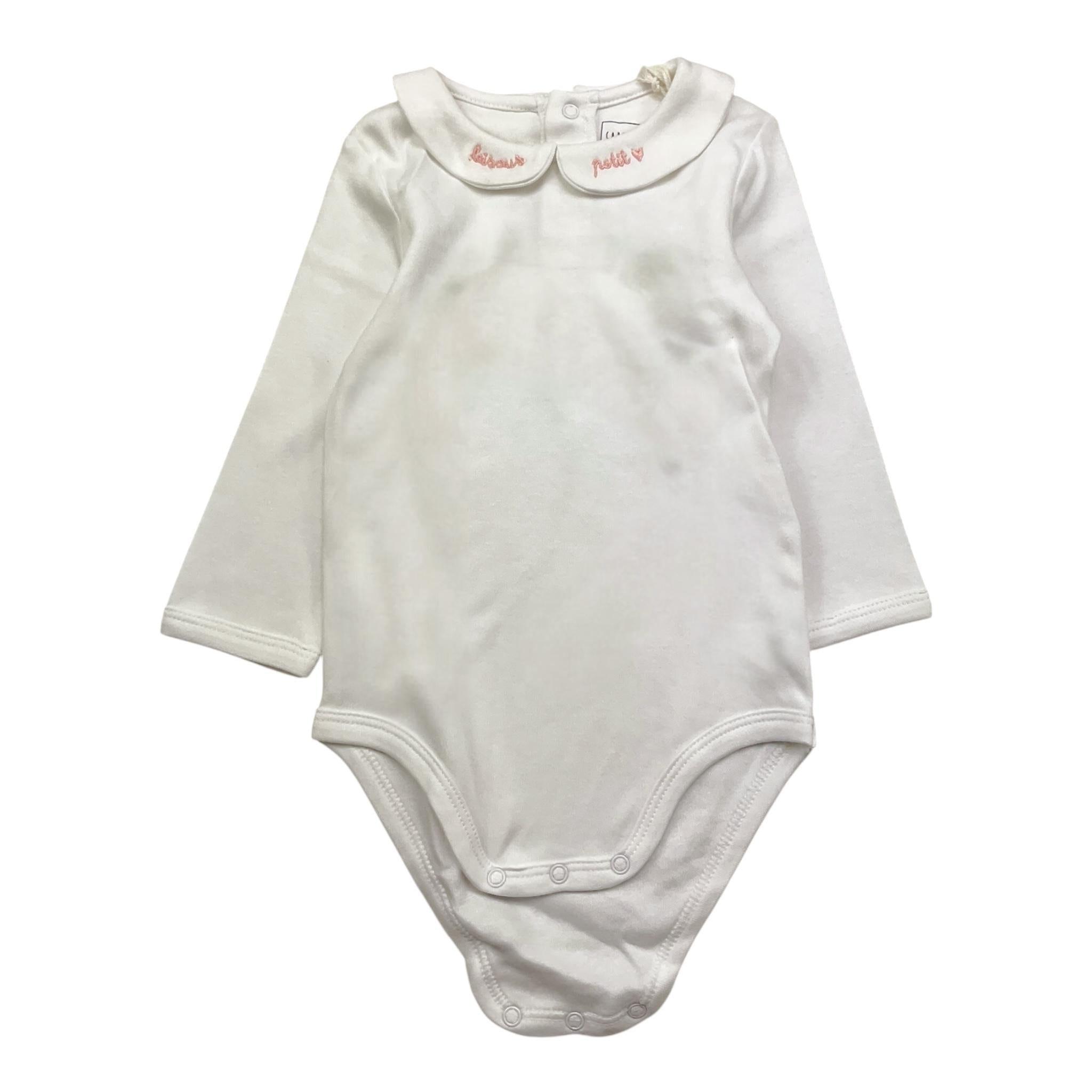 CARRE'MENT BEAU body tinta unita con colletto con ricamo Bianco per Neonata Y30172 BIANCO CARRE'MENT BEAU 