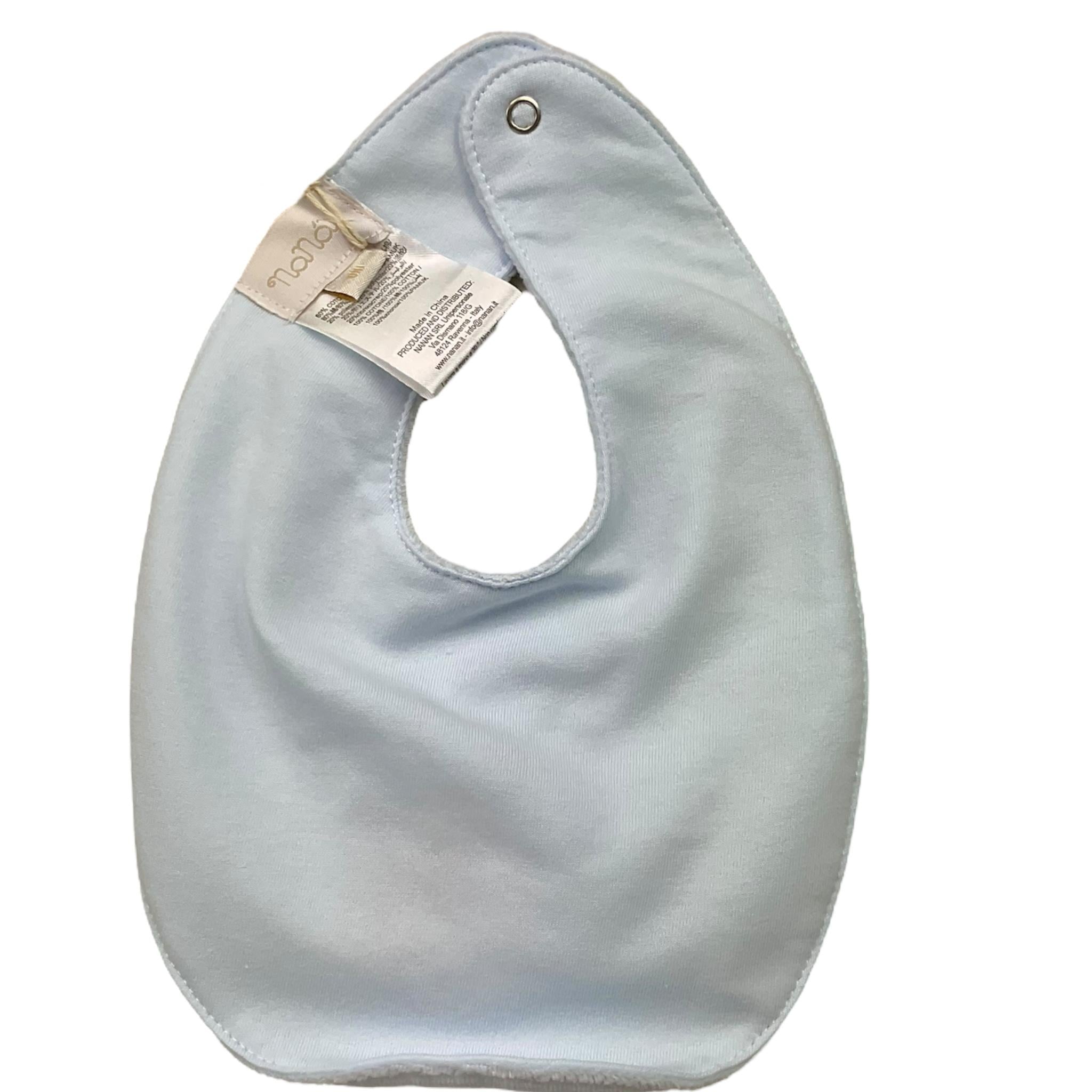 NANAN bavetta tinta unita con stampa in velluto Azzurro per Neonato I24014A AZZURRO NANAN 