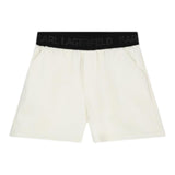 Karl Lagerfeld Short Tinta Unita In Ecopelle Con Elastico In Vita Logato Panna Per Bambina
