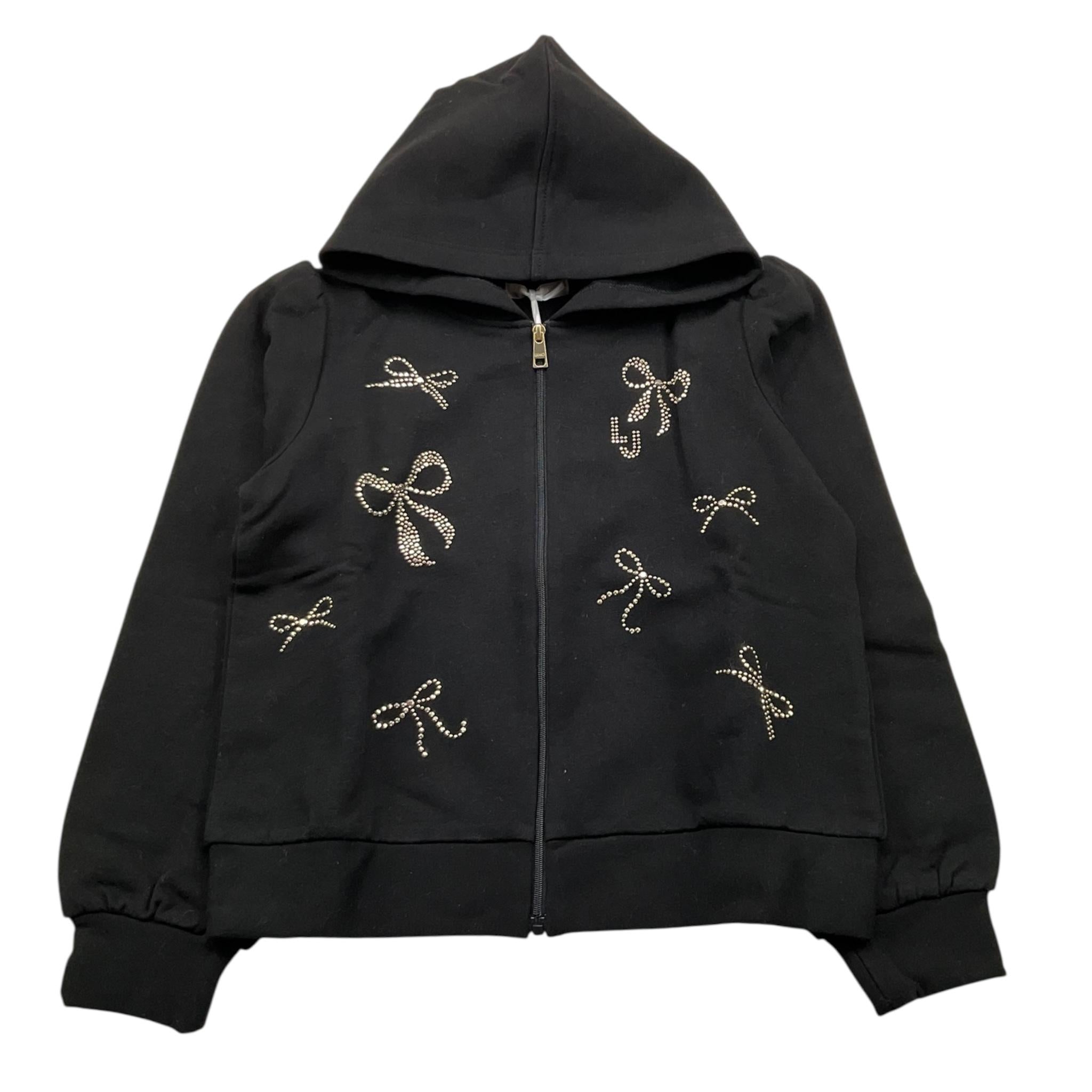 LIU JO felpa con zip e cappuccio tinta unita con brillantini Nero per Bambina KF4109JX NERO LIU JO 