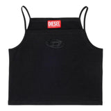 Diesel Canotta Bretelline Tinta Unita con Stampa Brillantinata per Bambina J02201X NERO DIESEL 