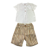 Barcellino Completo 2Pz Camicia-Bermuda con Fantasia A Righe Bianco per Neonato