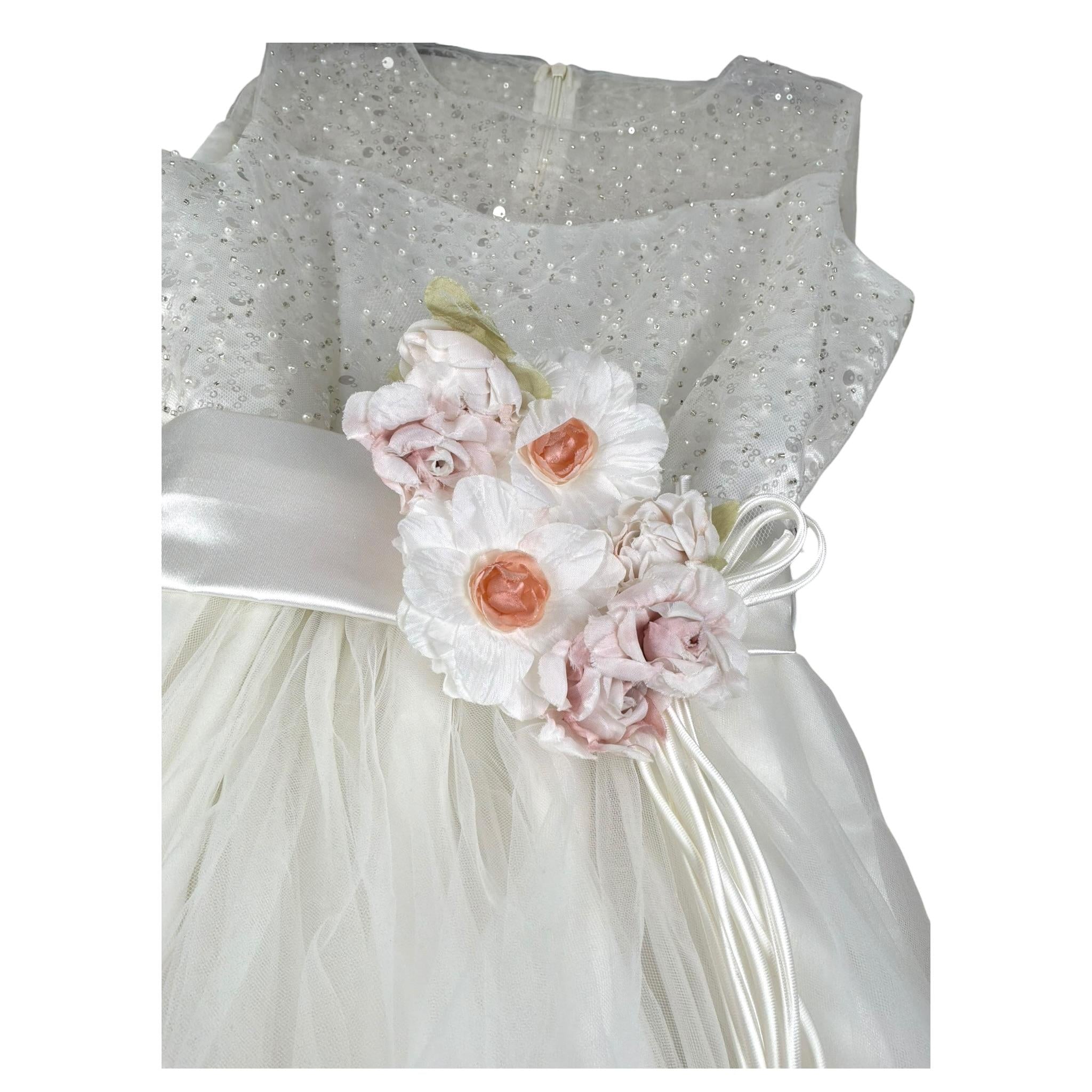 Magnifica Lulu Abito Cerimonia Giromanica Tinta Unita per Bambina ADELE BIANCO MAGNIFICA LULU 