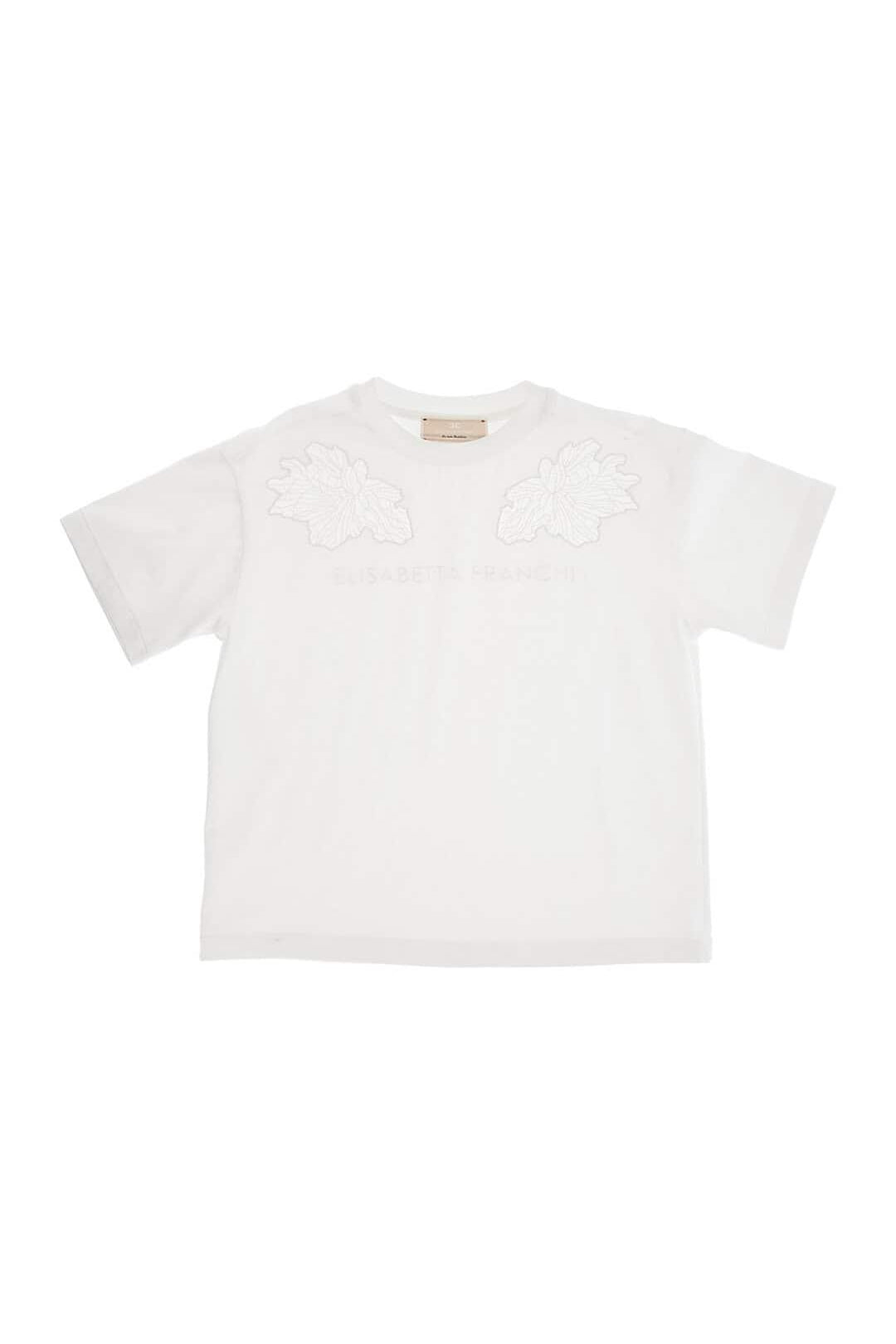 Elisabetta Franchi T-Shirt Girocollo Tinta Unita con Logo per Bambina EFTS236X BIANCO ELISABETTA FRANCHI 