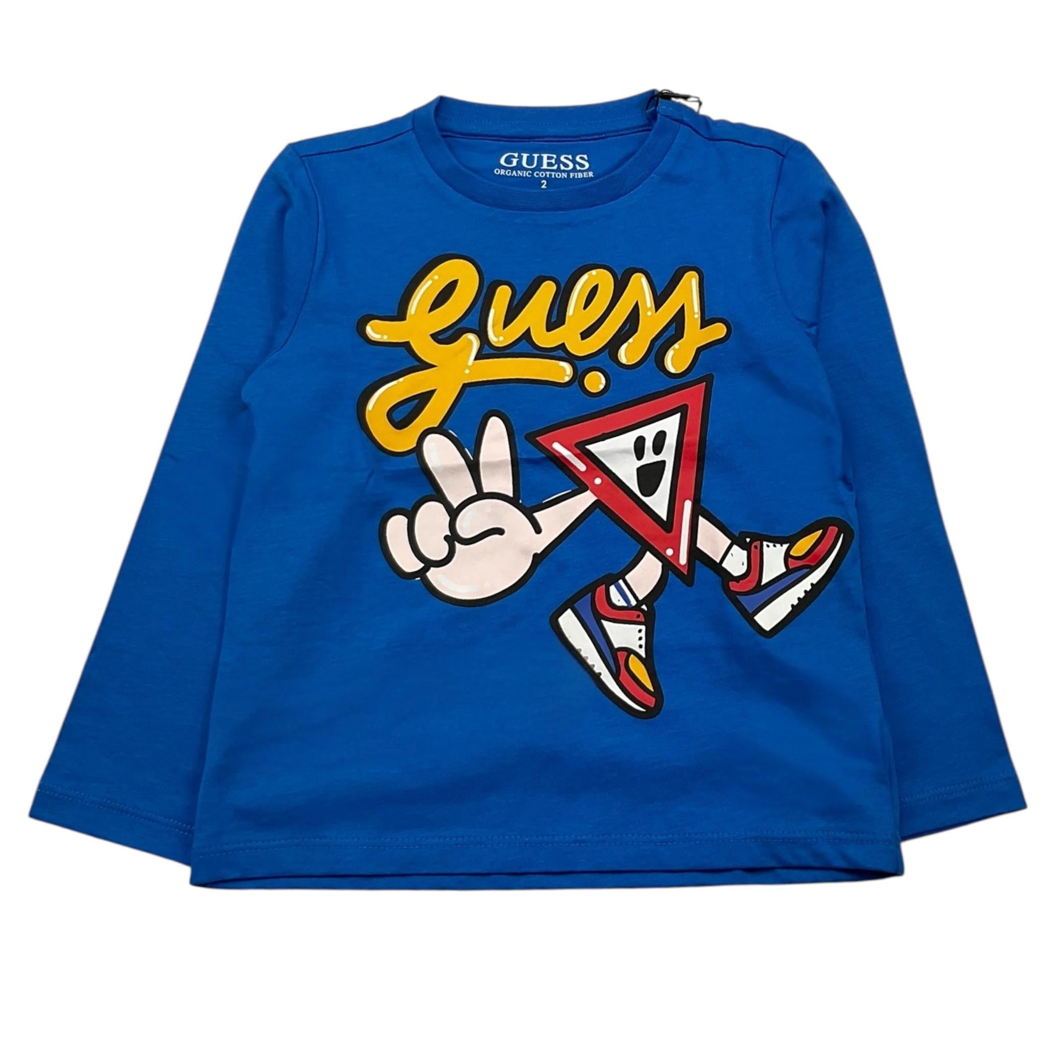 GUESS shirt girocollo tinta unita cn stampa logo Blu per Neonato N4YI03K8HM4N BLU GUESS 