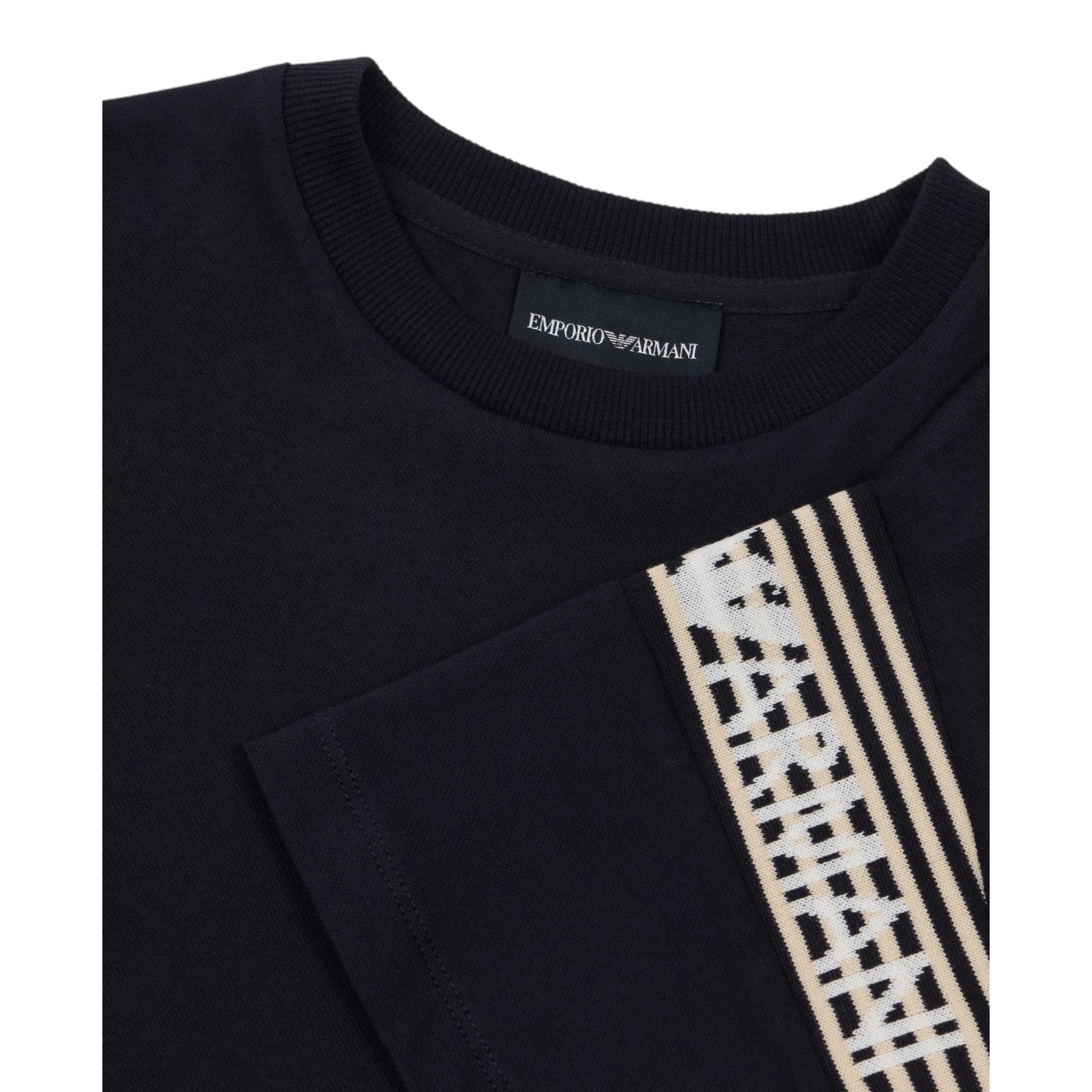 Emporio Armani T-Shirt Girocollo Tinta Unita con Logo per Bambino EB000121X BLU EMPORIO ARMANI 