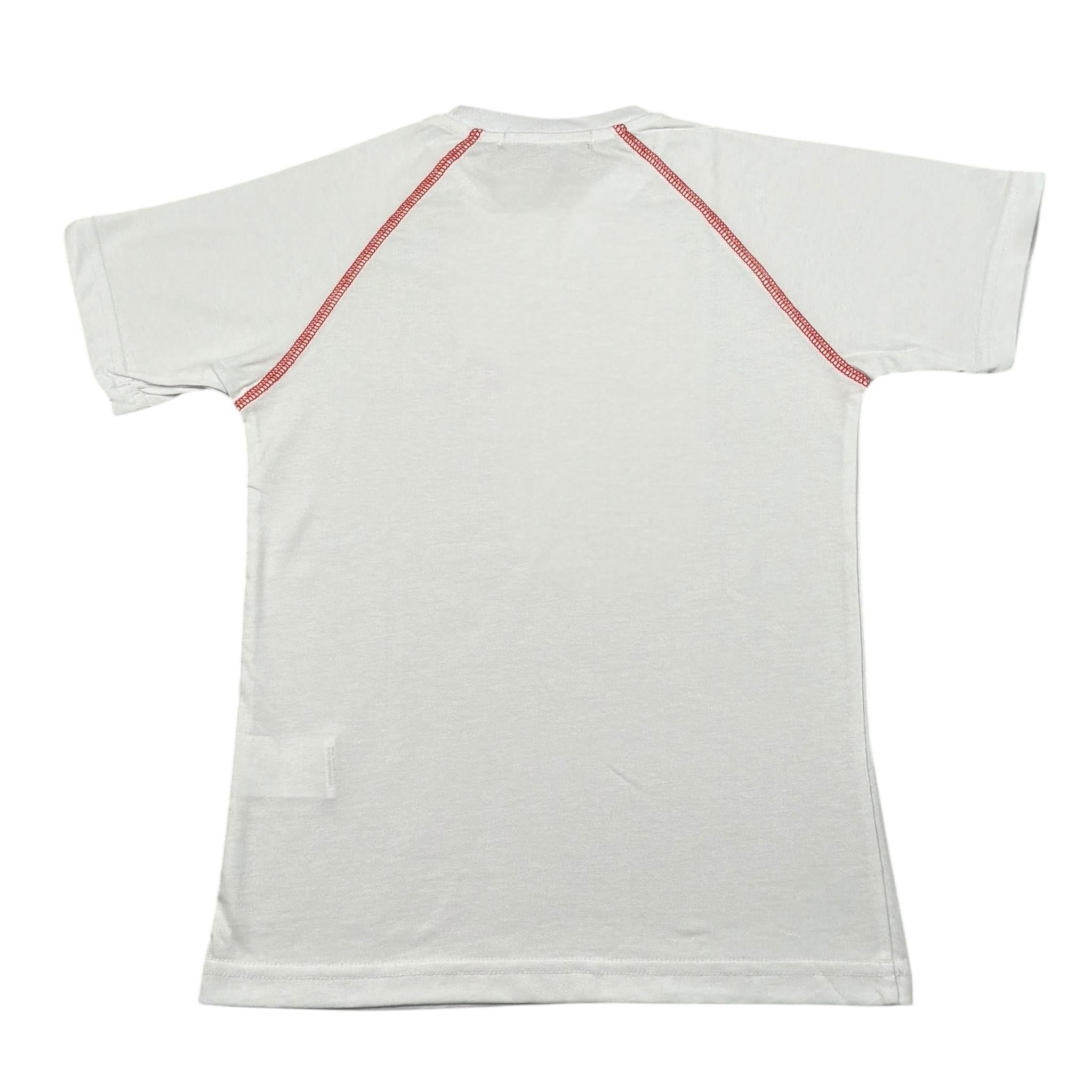 Dropseason2 T-Shirt Girocollo Tinta Unita con Stampa per Bambino SS25K051 BIANCO DROPSEASON2 