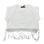 Fun & Fun T-Shirt Girocoll Tinta Unita con Frange per Bambina FNBTS16781 PANNA FUN & FUN 