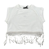 Fun & Fun T-Shirt Girocoll Tinta Unita con Frange per Bambina FNBTS16781 PANNA FUN & FUN 