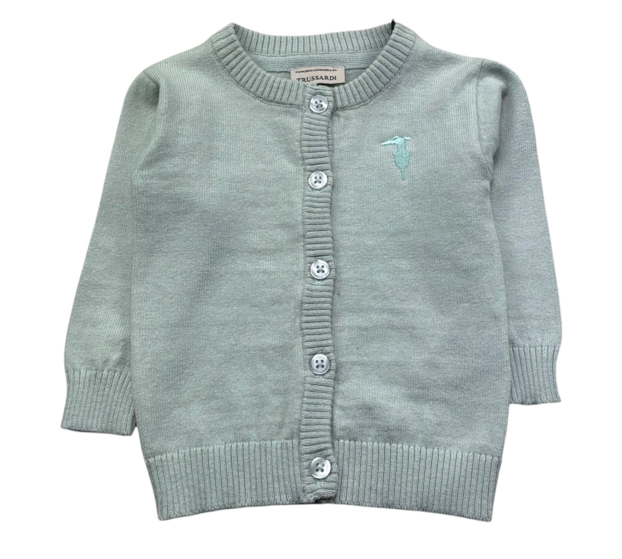 Trussardi Cardigan Tinta Unita con Lofo per Neonato TIP26020CD VERDE ACQUA TRUSSARDI 