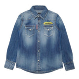 Dsquared2 Camicia Manica Lunga In Denim Tinta Unita per Bambino DQ02DGX BLU DSQUARED2 
