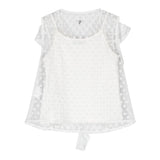 Dondup Camicia Con Trasparenze E Ricami Bianco Per Bambina