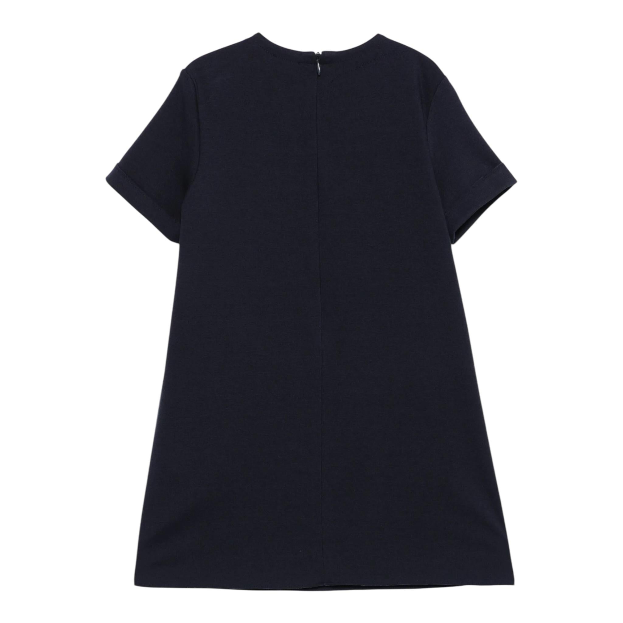 Il Gufo Abito Mezza Manica Tinta Unita con Applicazioni per Bambina P25VM784M0041 BLU IL GUFO 