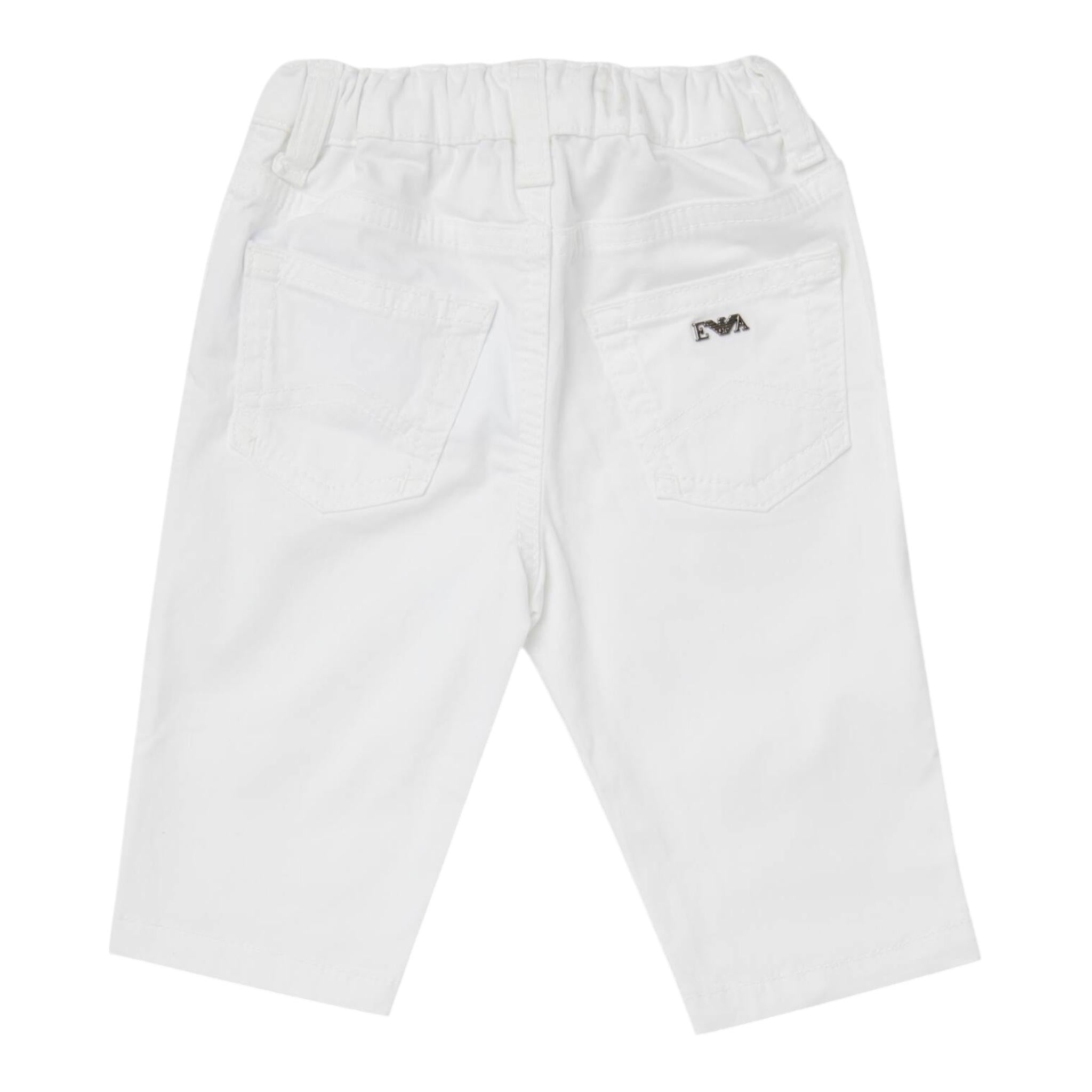 Emporio Armani Pantalone Tinta Unita con Elastico In Vita per Neonato 8NHJ02 BIANCO EMPORIO ARMANI 